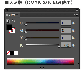 グレースケールとスミ版(CMYKのKのみ使用)
