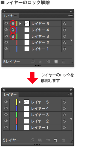 レイヤーのロック解除について